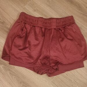 Hippie Rose Burgundy Mesh Athletic Shorts
